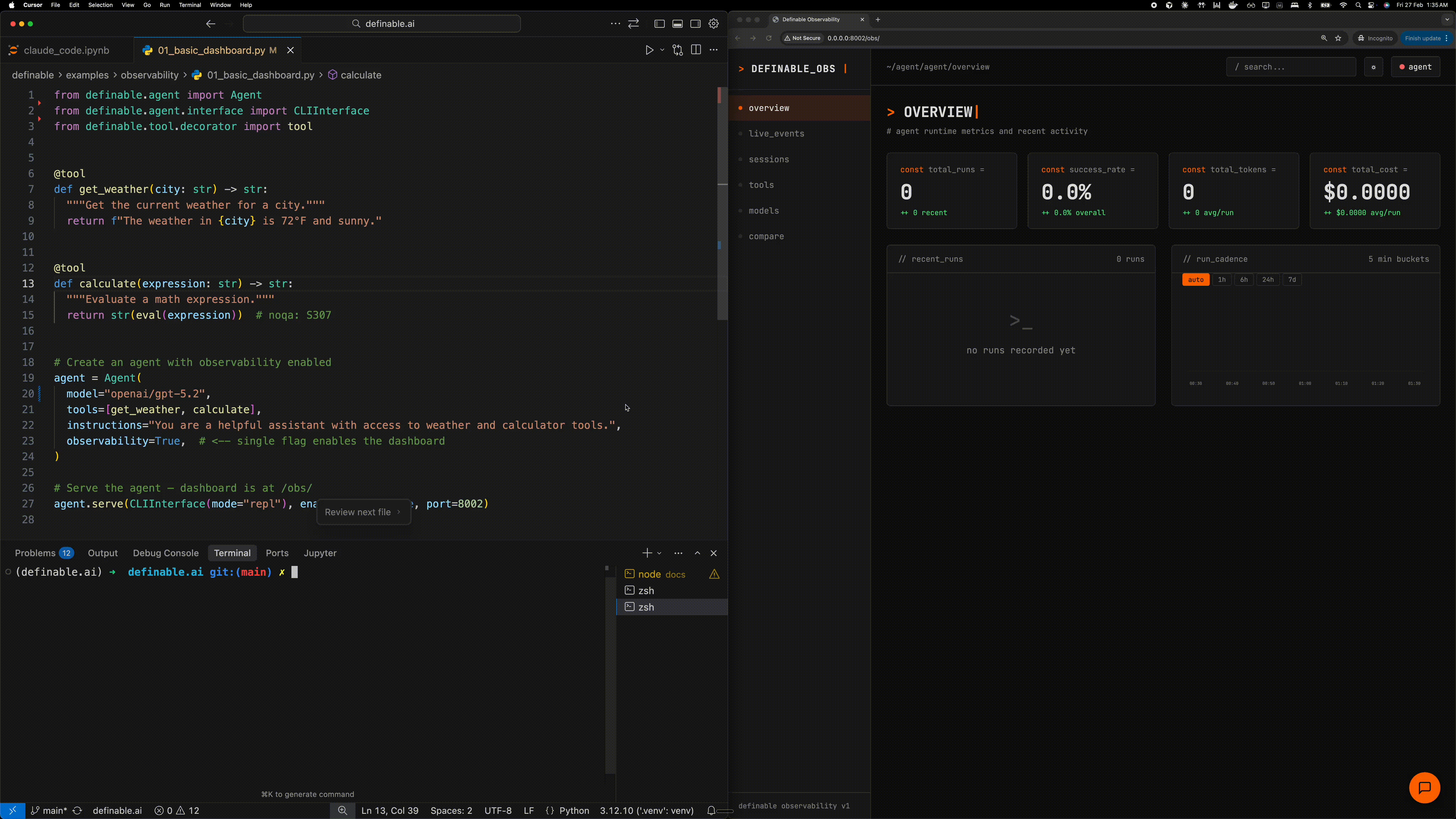 Definable Observability